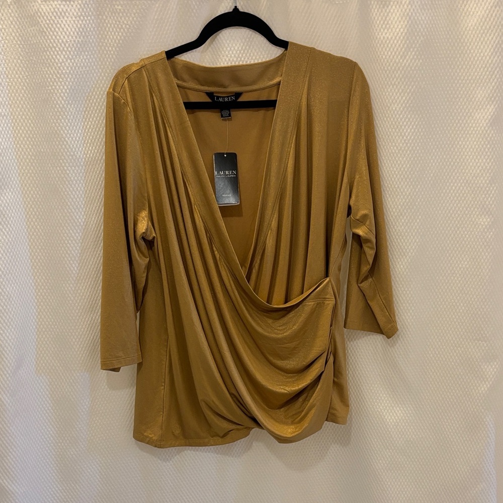 Lauren Ralph Lauren Gold Drape Blouse